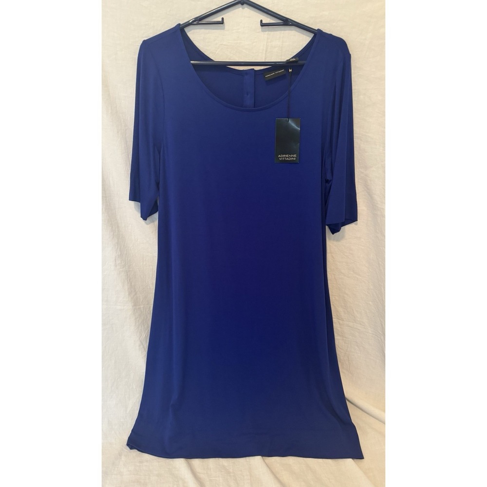 NWT Adrienne Vittadini T-shirt Shift Dress Soft Knit Navy Blue XL